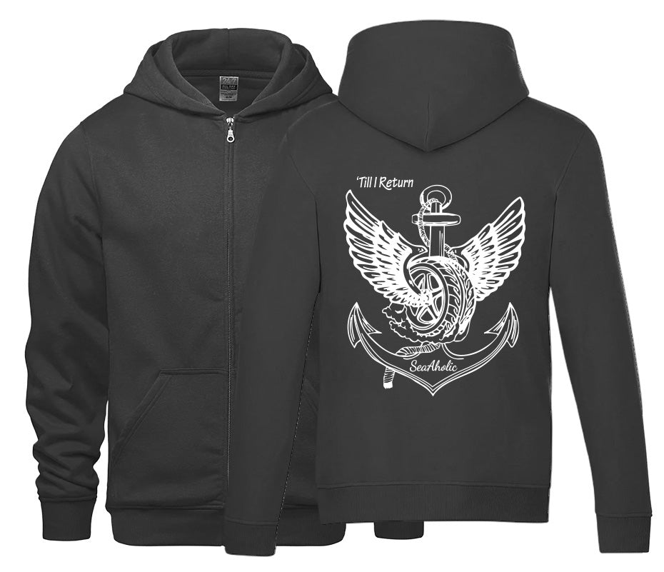 Till I Return Premium Printed Zip-Up Sweater