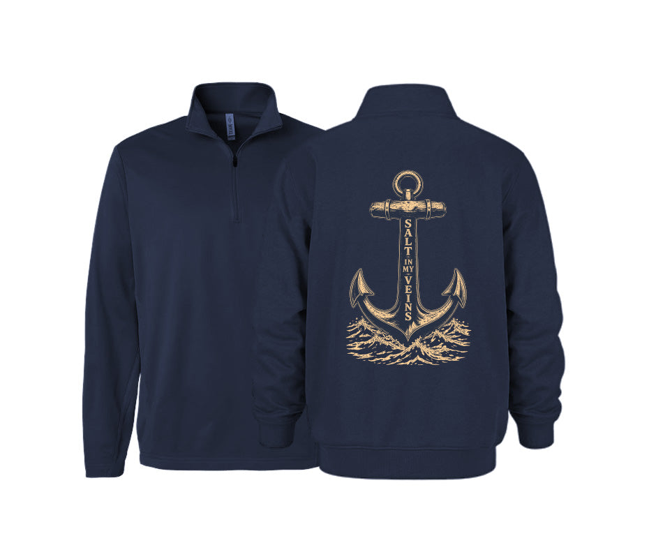 Salt in My Veins Printed 1/4 Zip Sweater
